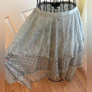 Dolls Kill High-Low Lace Skirt in Soft Gray